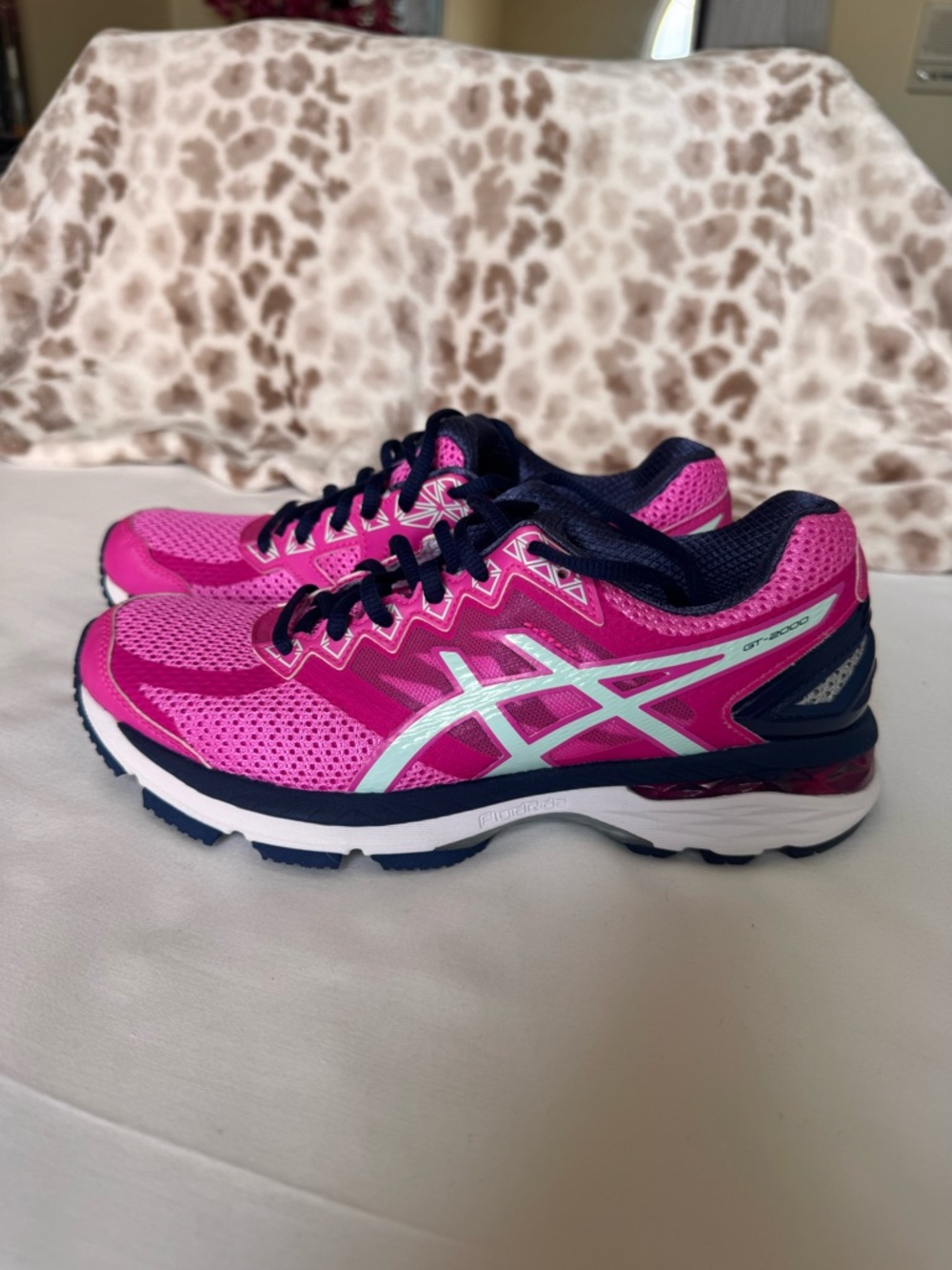 Asics Pink and Navy Women's Running Shoes